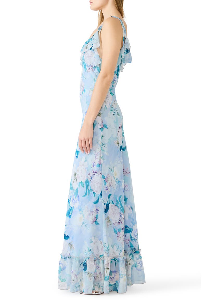 Malenna Floral Ruffle Chiffon Maxi Dress, Alternate, color, BLOOM
