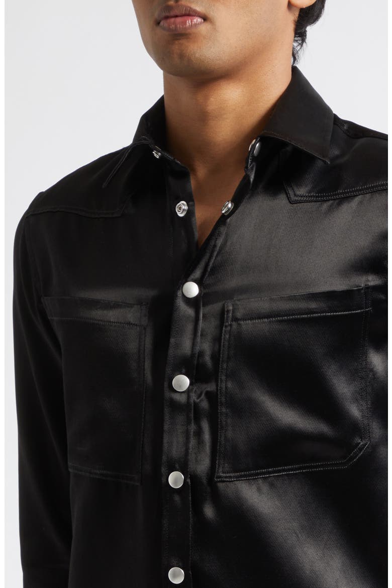 Greg Satin Western Shirt, Alternate, color, BLACK