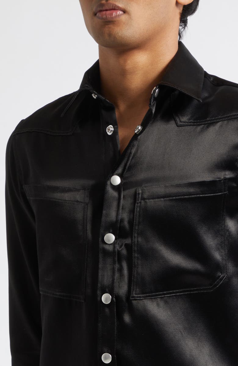JKEEFER Greg Satin Western Shirt, Alternate, color, Black