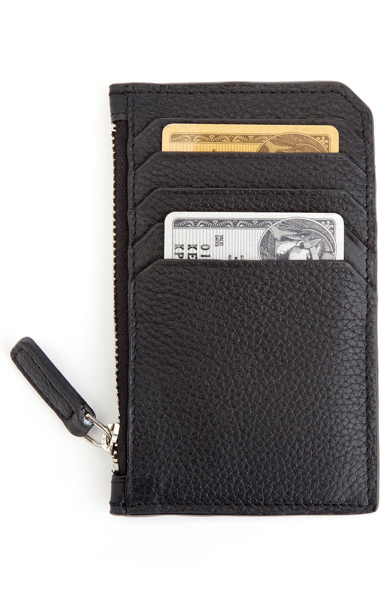 ROYCE New York Zip Leather Card Case, Alternate, color, Black