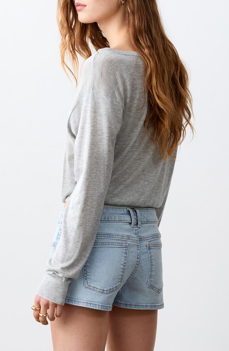 MANGO TEEN Low Rise Denim Shorts, Alternate, color, Light Blue