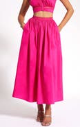 Miss Circle Martha Cotton Poplin Maxi Skirt With Lace Trim