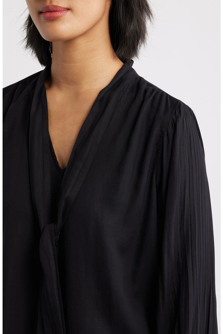 Tie Neck Top, Alternate, color, BLACK