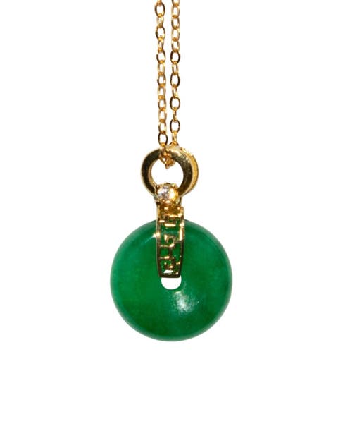 Donut Green jade pendant necklace