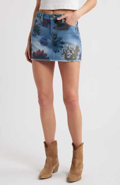 PTCL Ria Floral Print Denim Miniskirt