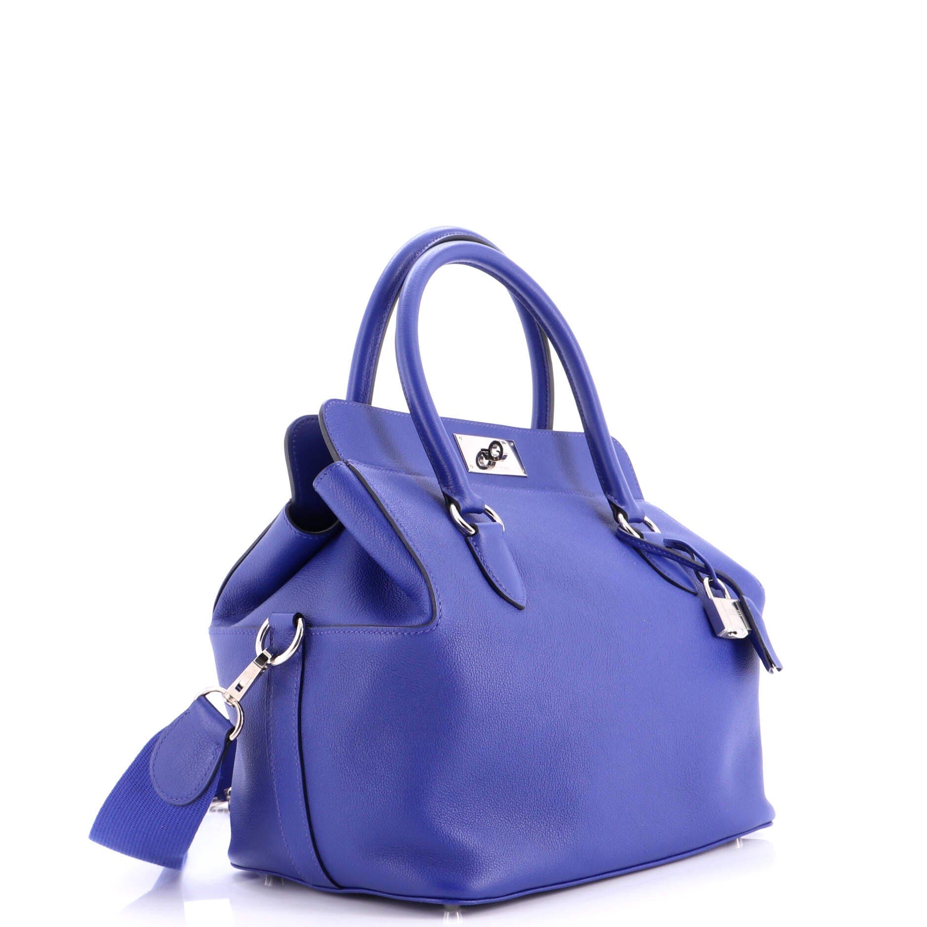 Pre-Owned Hermes Toolbox Bag Evercolor 26, Alternate, color, Bleu Electrique