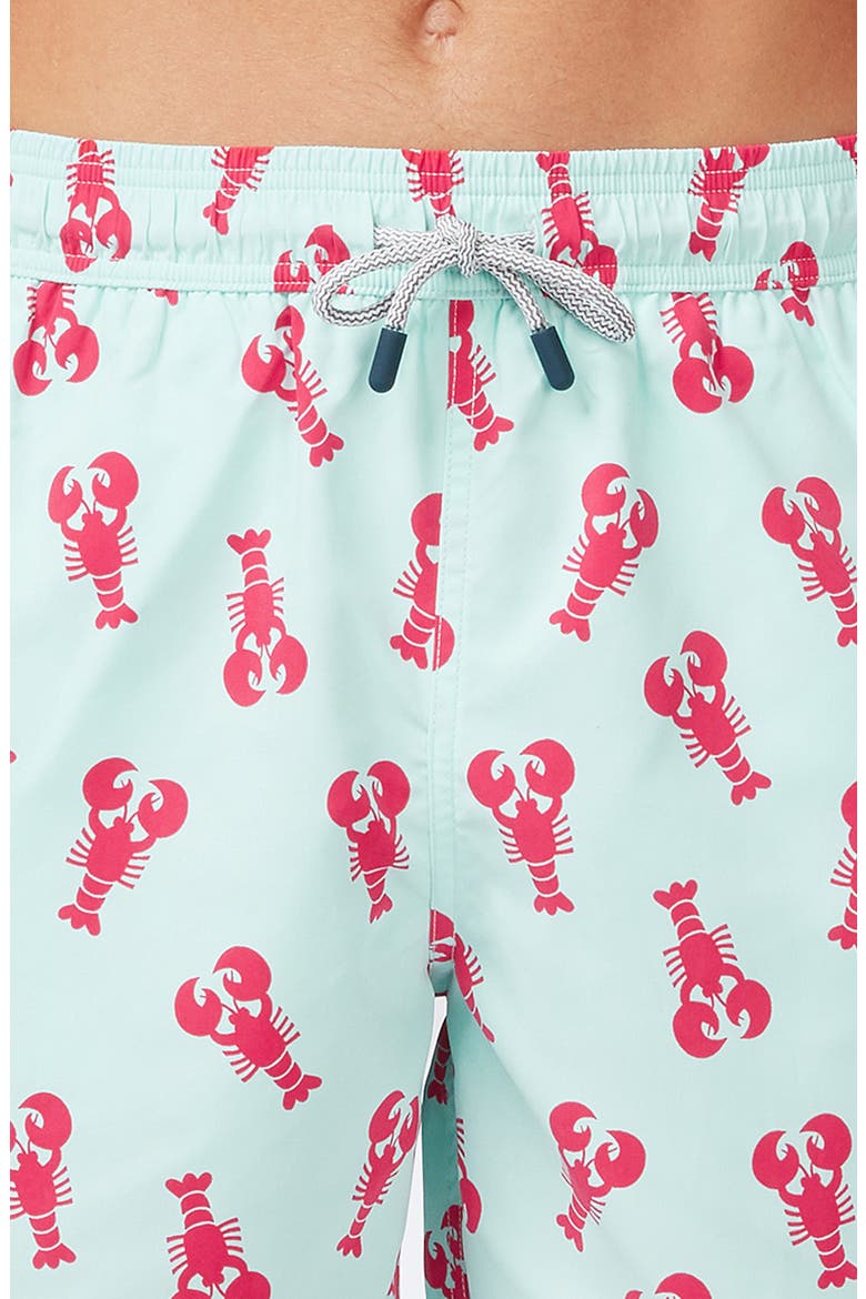 Lobster Print Swim Trunks, Alternate, color, LIGHT BLUE/ BERRY