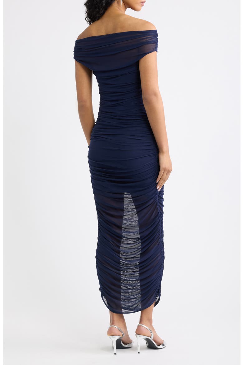 Claudia Off the Shoulder Midi Dress, Alternate, color, NAVY