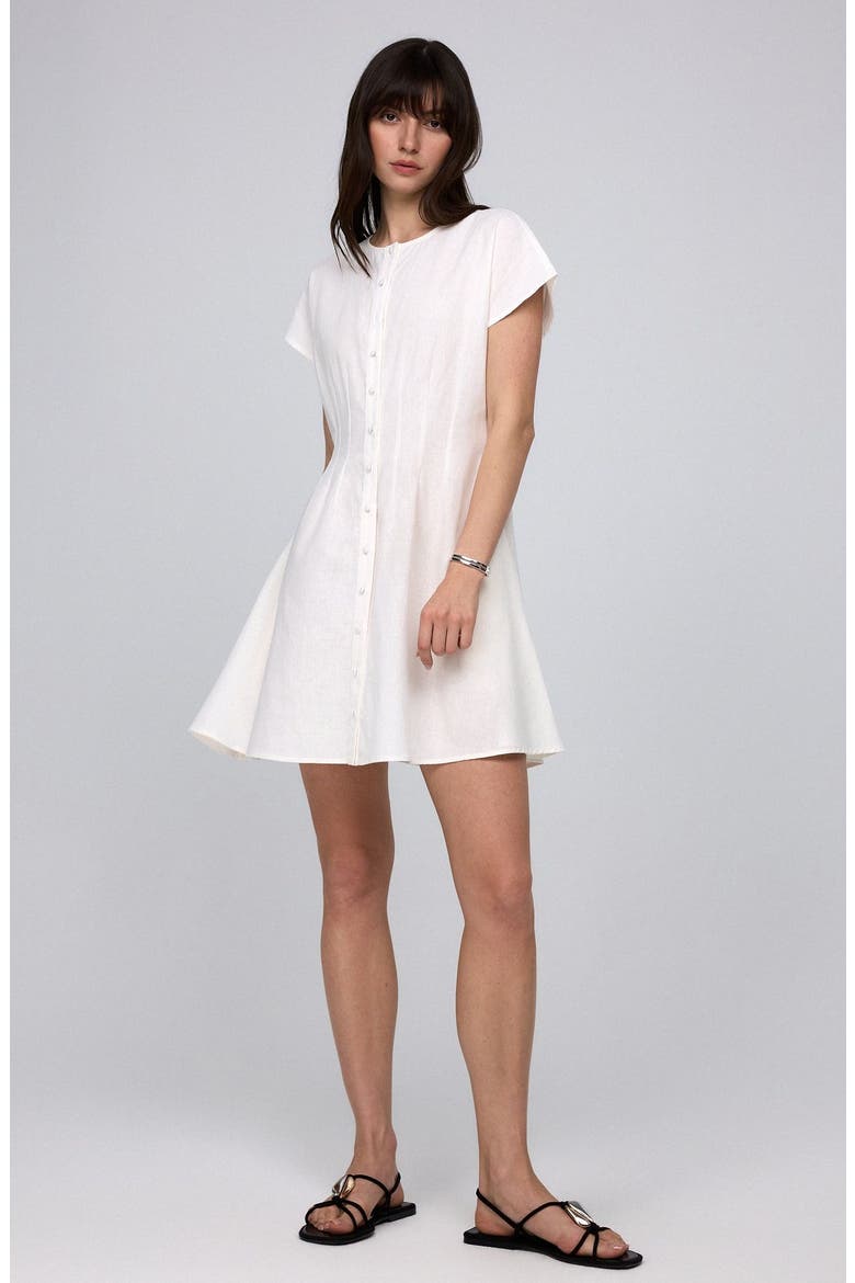 Flora Pleated Shirt Dress, Main, color, White