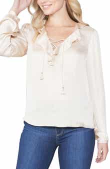 PAIGE Ilara Ruffle Satin Blouse