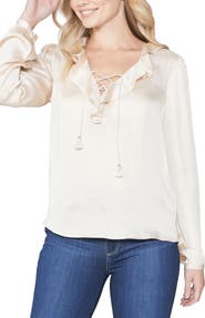 PAIGE Ilara Ruffle Satin Blouse