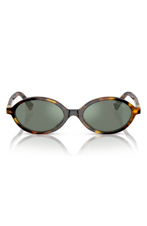 Miu Miu 50mm Oval Sunglasses in Honey Havana /Green Mirror  product