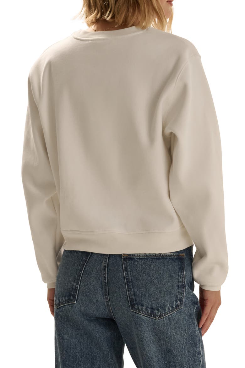 The Ritzy Embroidered Cotton Blend Crop Sweatshirt, Alternate, color, SUGAR/ TRUE RED