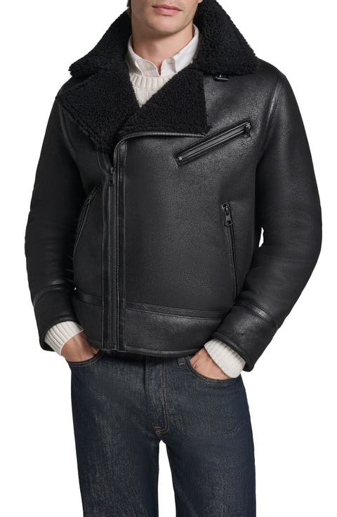 Asymmetrical Faux Shearling Moto Jacket