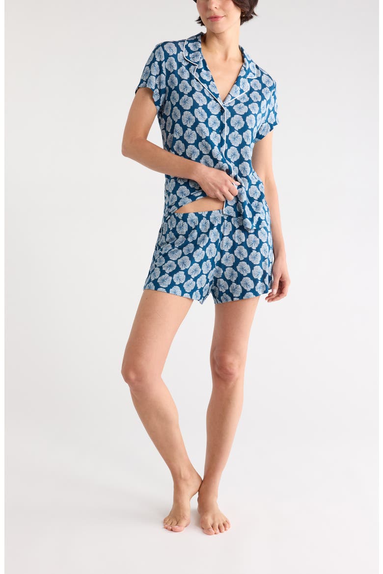 Tranquility Shortie Pajamas, Main, color, BLUE A- WHITE FANNING