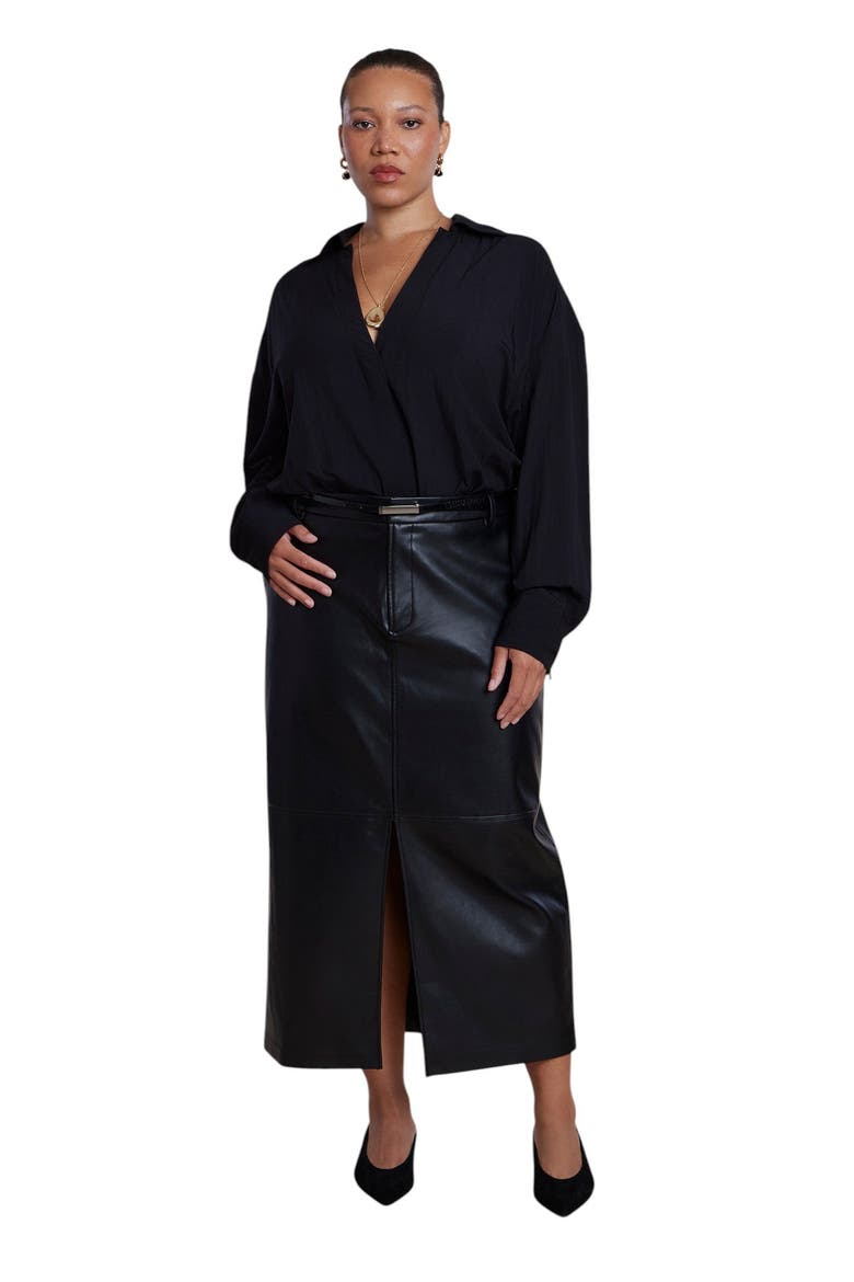 Boyfriend Shirt Bodysuit (plus), Alternate, color, BLACK ONYX