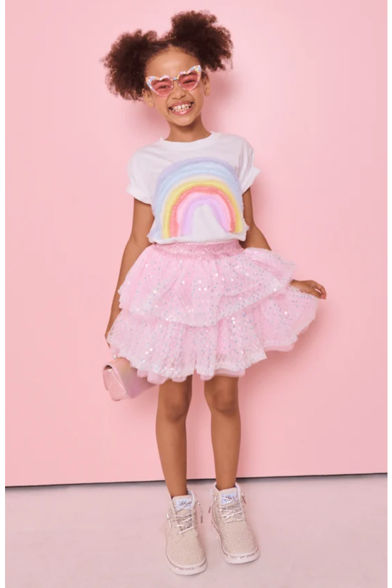 Sequin Party Tiered Skirt, Alternate, color, Pink