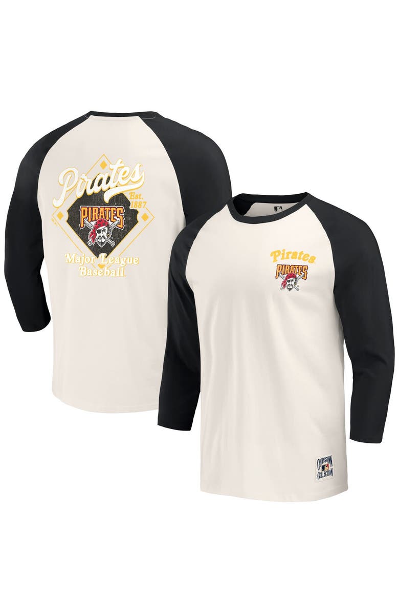 Darius Rucker Collection by Fanatics Men's Darius Rucker Collection by Fanatics Black/White Pittsburgh Pirates Cooperstown Collection Raglan 3/4-Sleeve T-Shirt, Alternate, color, Black