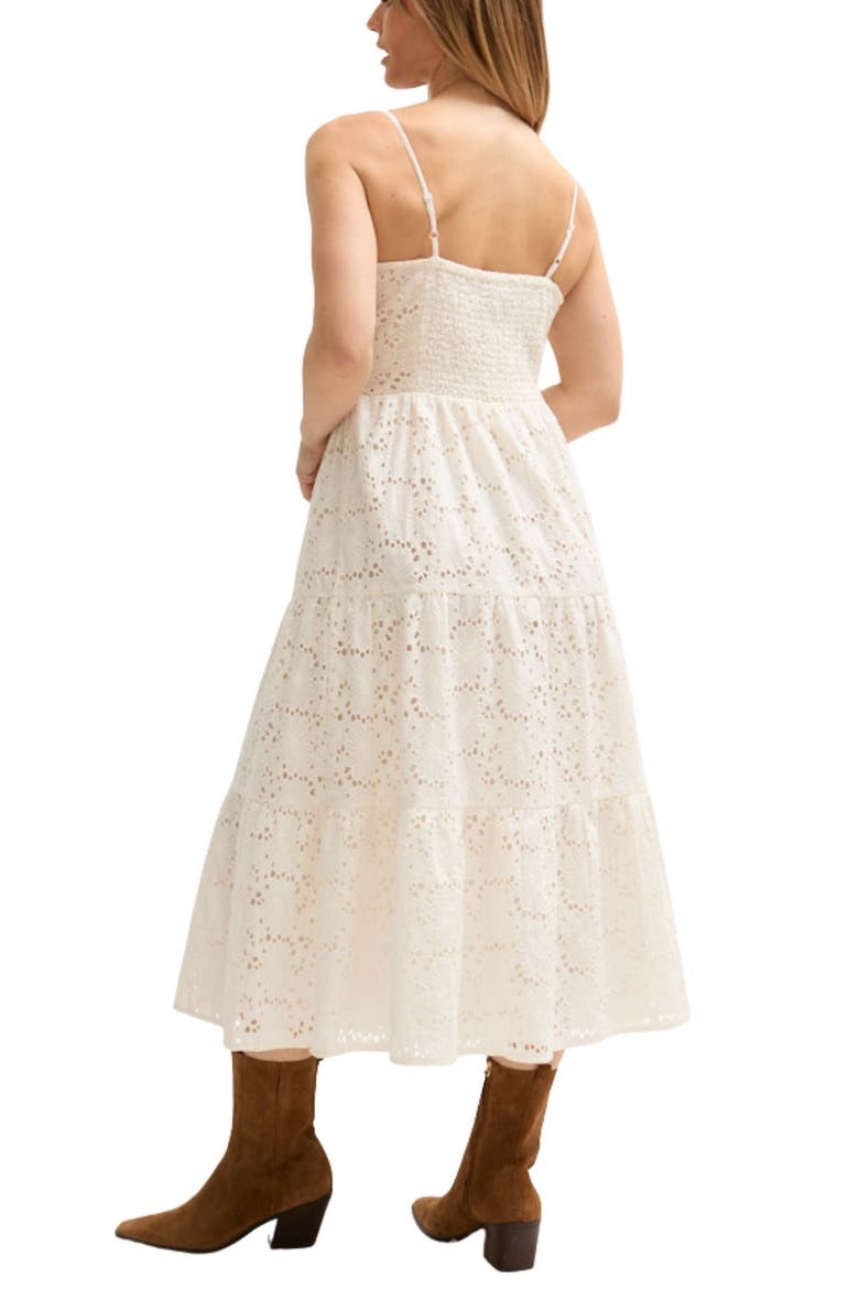 Onita Tiered Broderie Anglaise Midi Dress, Alternate, color, White
