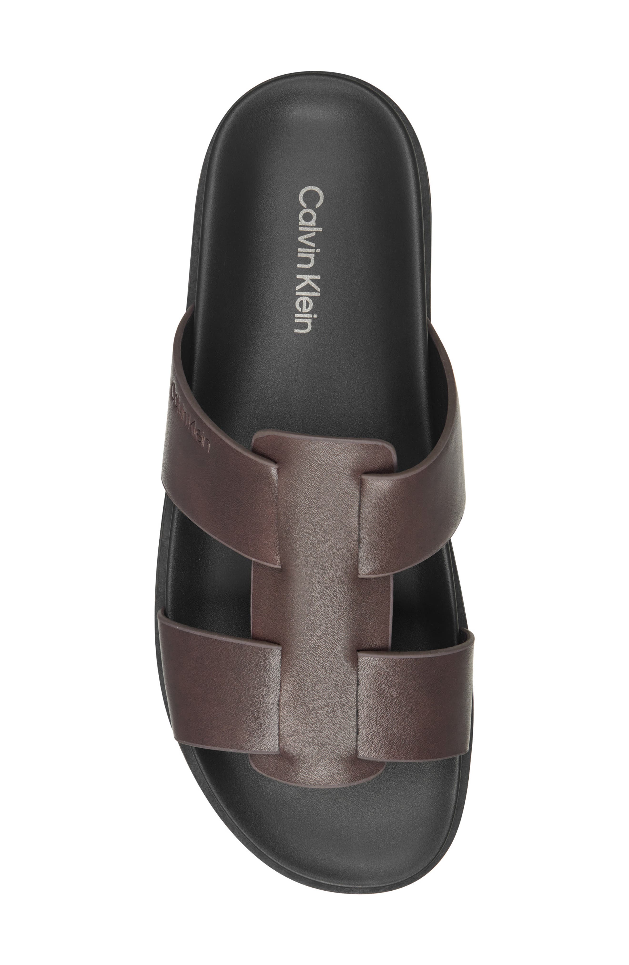Calvin Klein Rolinde Lug Sole Slide Sandal, Alternate, color, Dark Brown