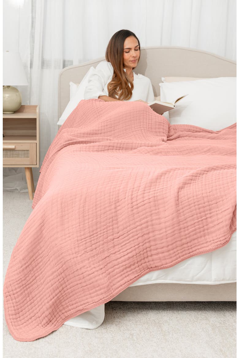 Adult Muslin Blanket, Alternate, color, Bold Blush