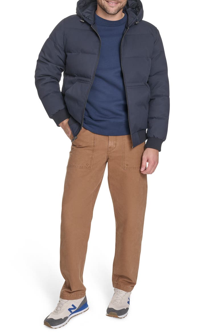 Quilted Puffer Hoodie Bomber Jacket, Alternate, color, NAVY