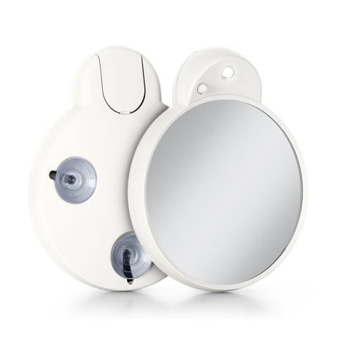 Lighted Compact Mirror with 10X Magnification & Retractable Suction Cups
