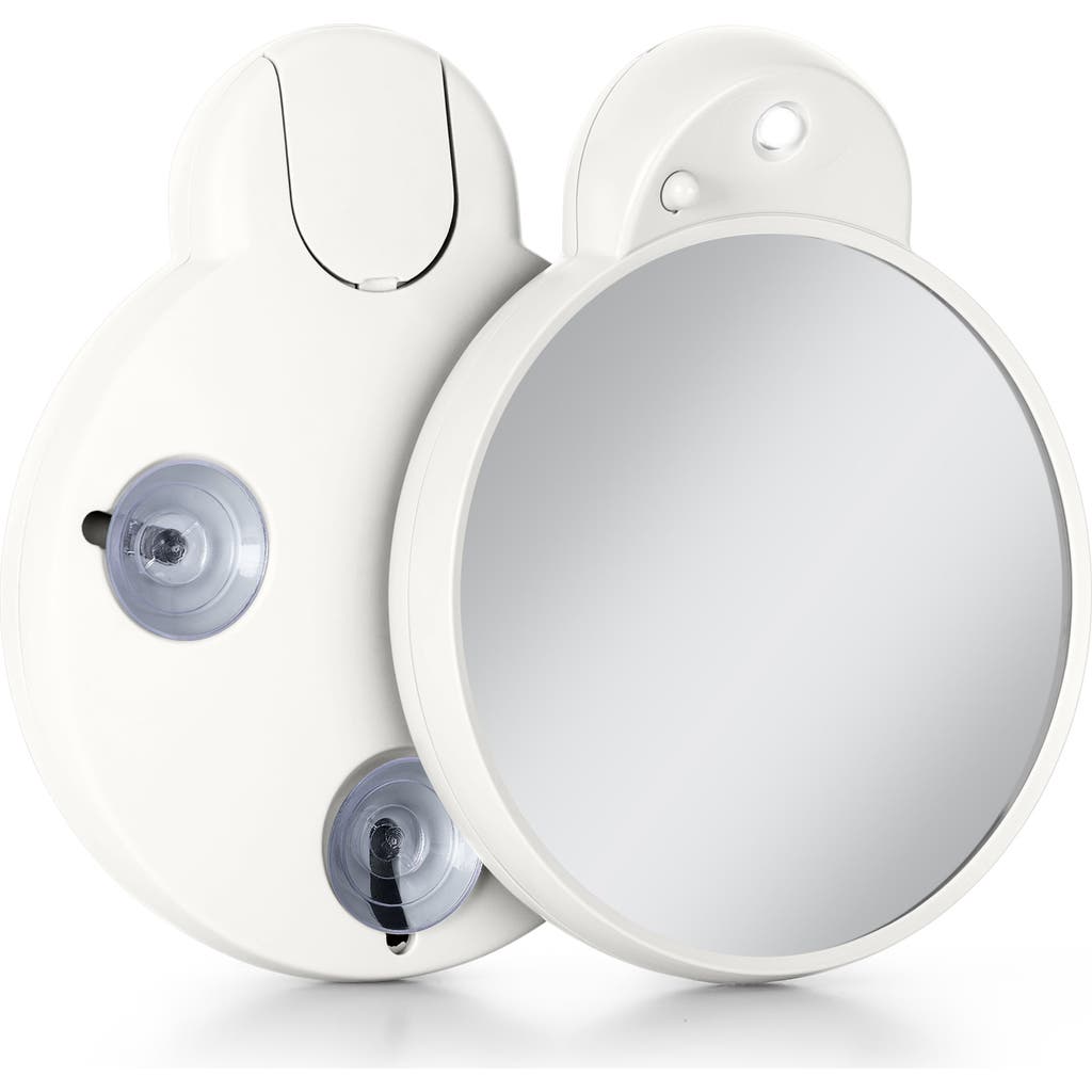 Zadro Lighted Compact Mirror With 10x Magnification & Retractable Suction Cups In White