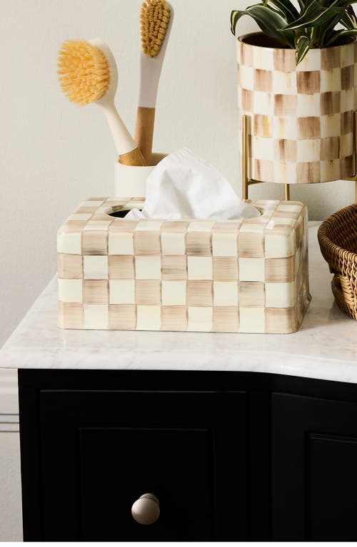 Mackenzie-childs Mackenzie Childs Mocha Check Standard Tissue Box Holder In Neutral