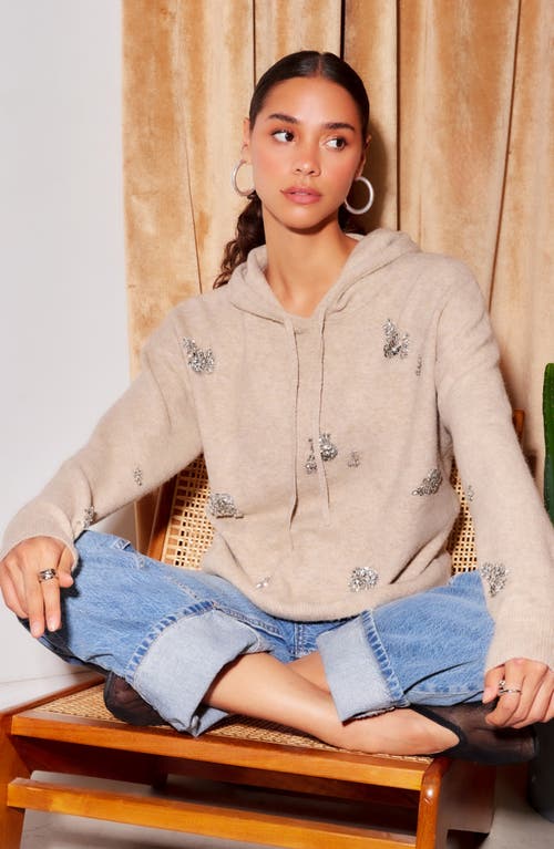 Fifteen Twenty Crystal Embellished Knit Hoodie In Multi