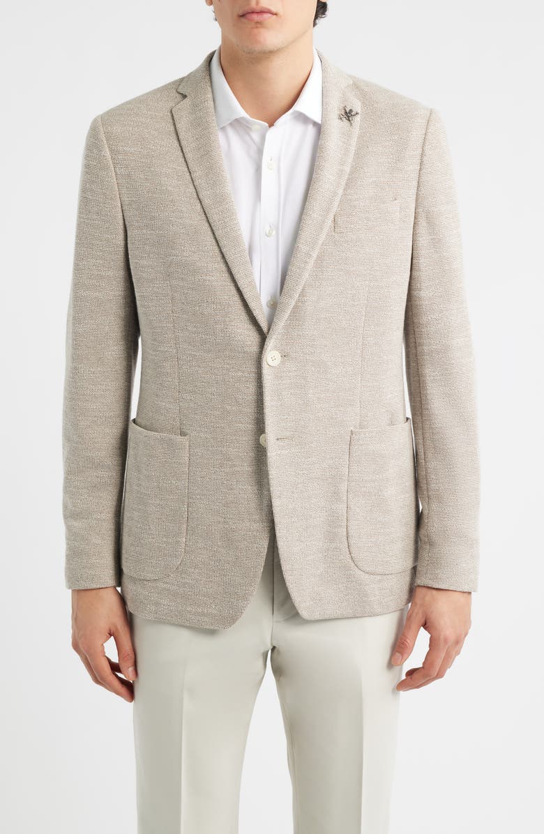 John Varvatos Star USA Varick Slim Fit Tan Knit Sport Coat, Main, color, Oatmeal