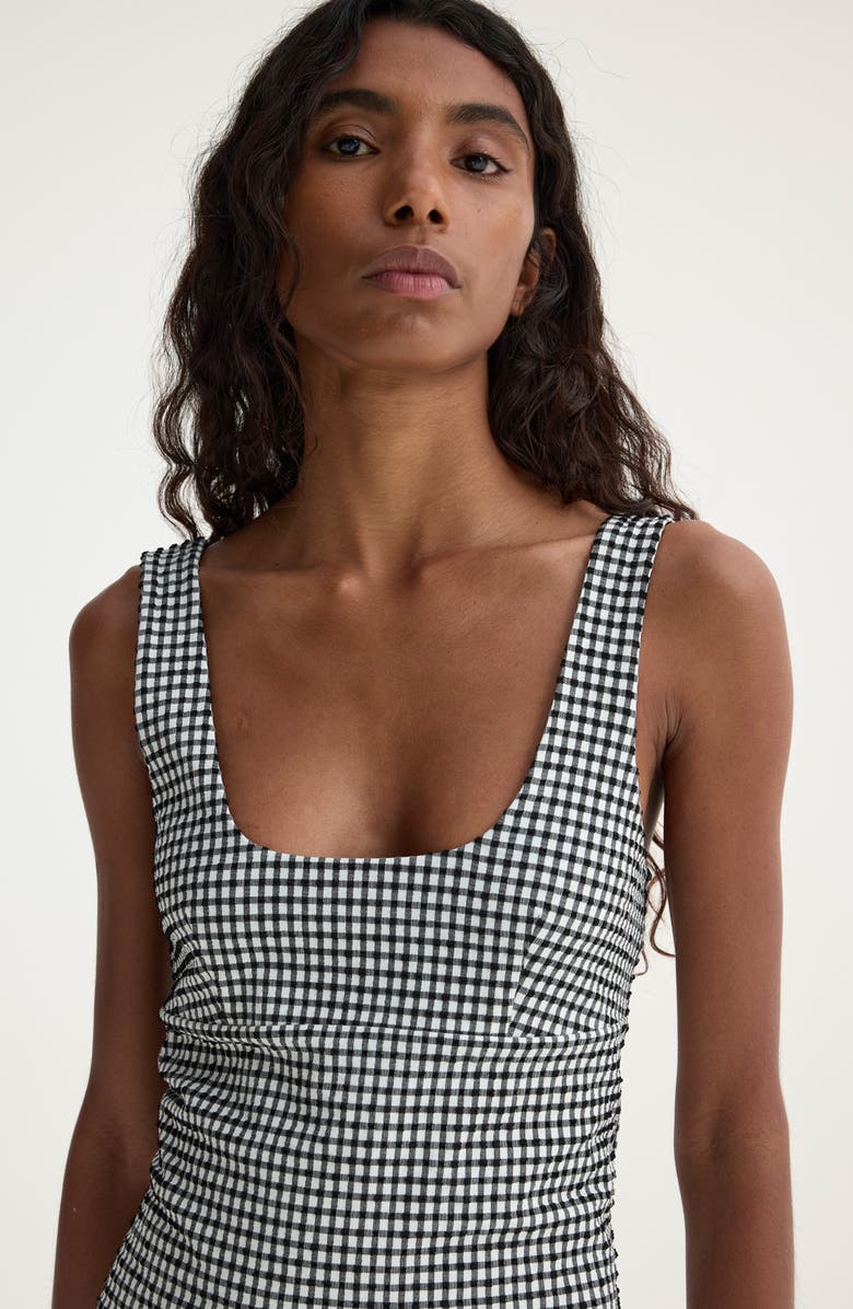 Róhe Gingham Sleeveless Sheath Dress, Alternate, color, Black Gingham Check