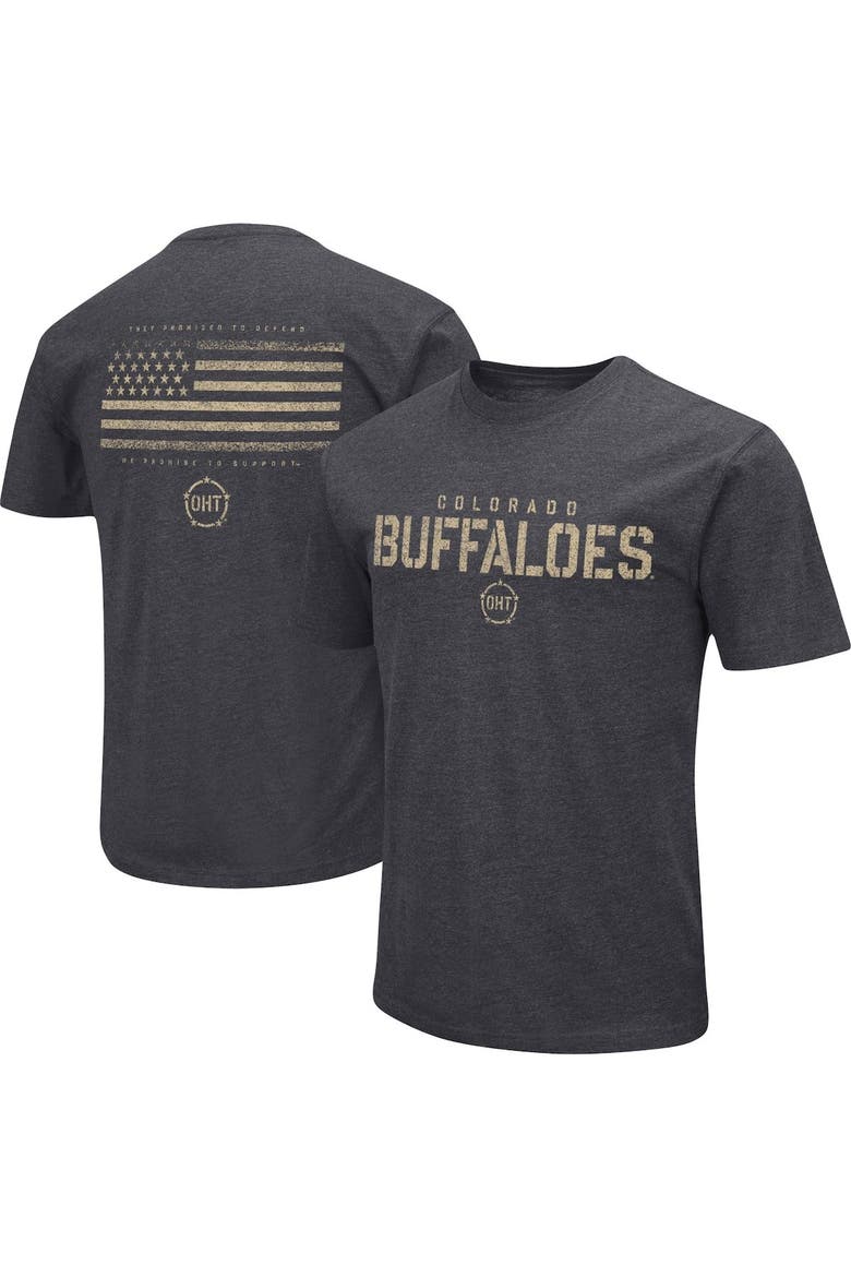Men's Colosseum Heather Black Colorado Buffaloes Big & Tall OHT Military Appreciation Playbook T-Shirt, Main, color, Heather Black