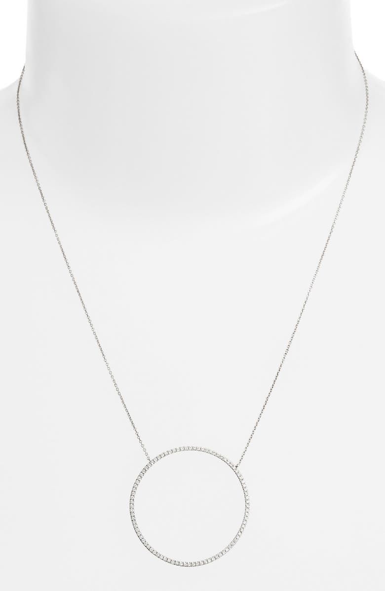 Bony Levy Large Circle Pendant Necklace, Main, color, White Gold
