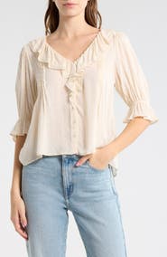 Melrose and Market Ruffle Clip Dot Top