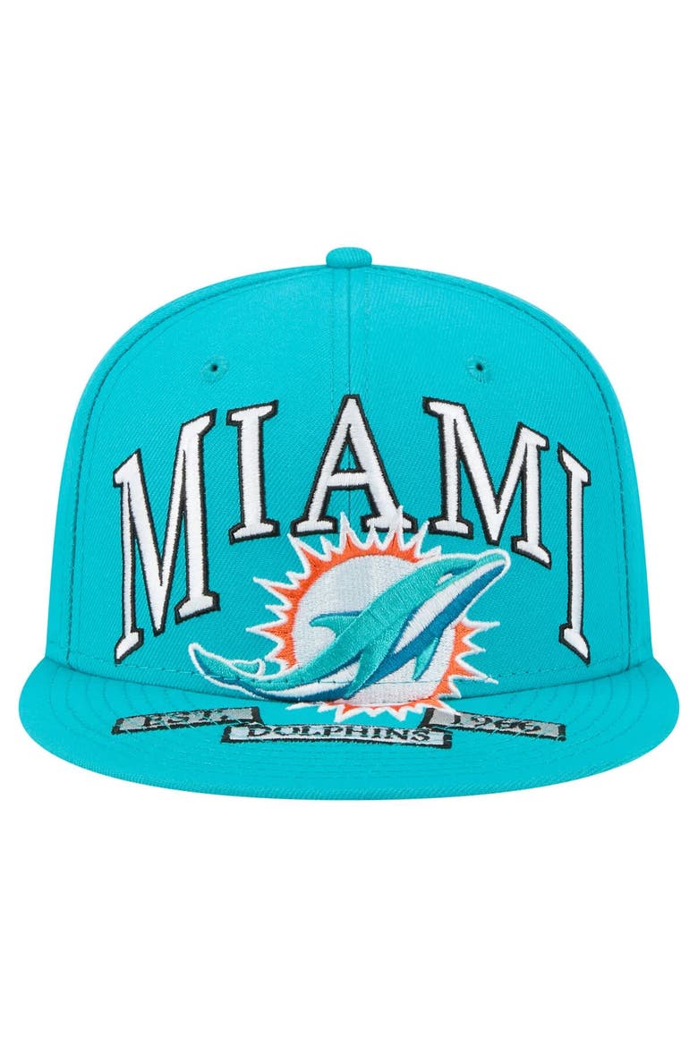 Men's New Era Aqua Miami Dolphins  Oversized 59FIFTY Fitted Hat, Alternate, color, Aqua