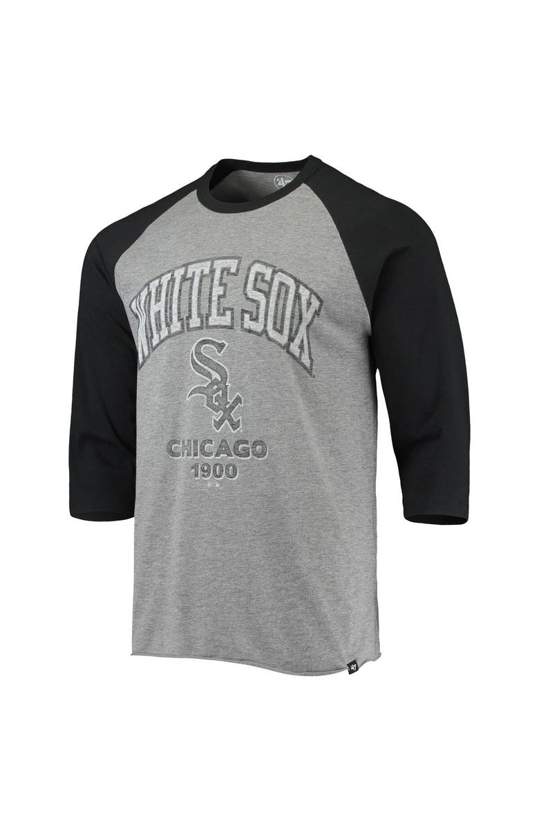 '47 Men's '47 Heathered Gray/Black Chicago White Sox 1900 Inaugural Season Vintage Raglan 3/4-Sleeve T-Shirt, Alternate, color,