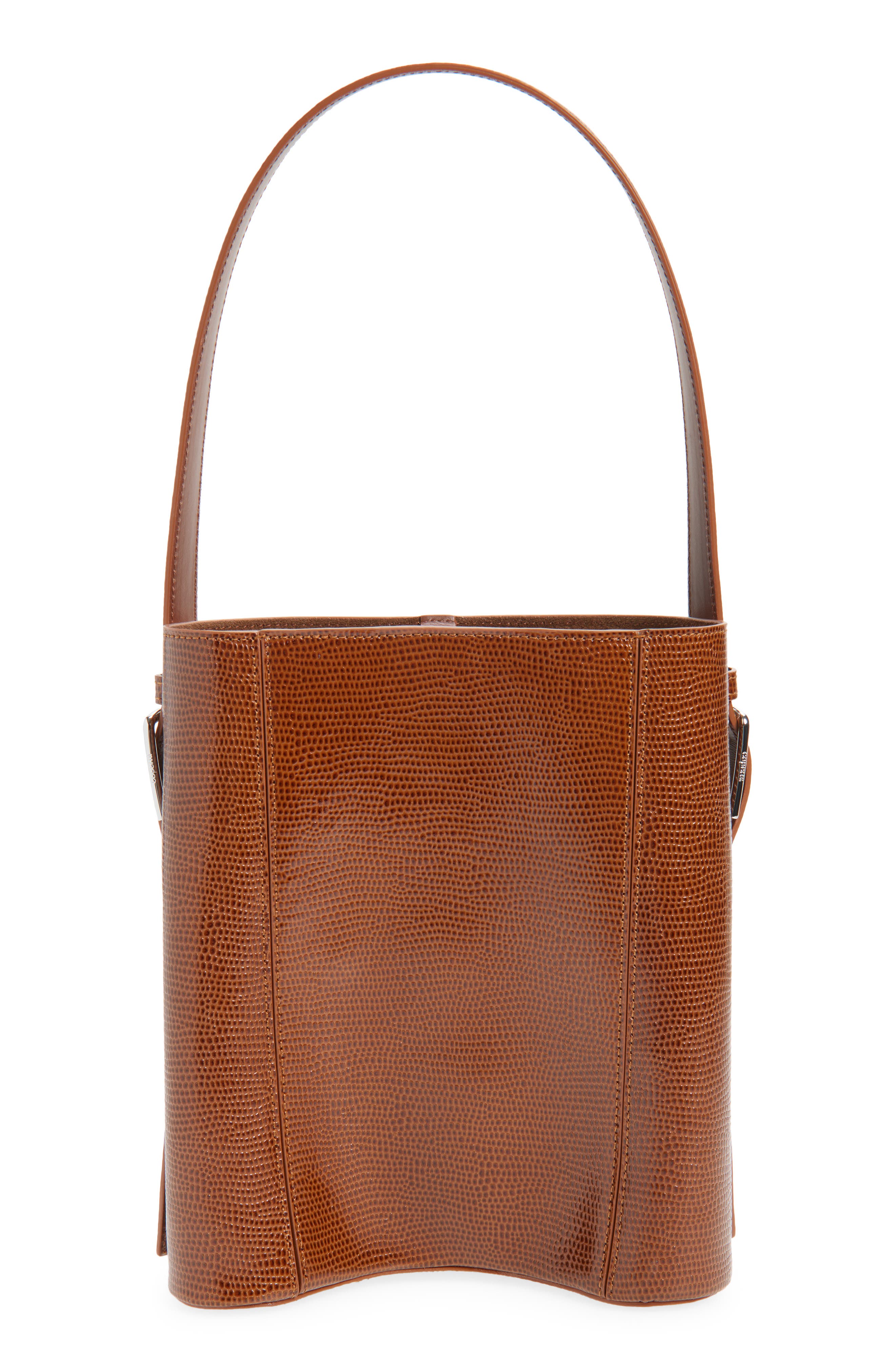 Coperni Ergonomic Lizard Print Leather Bucket Bag, Alternate, color, Brown Camel