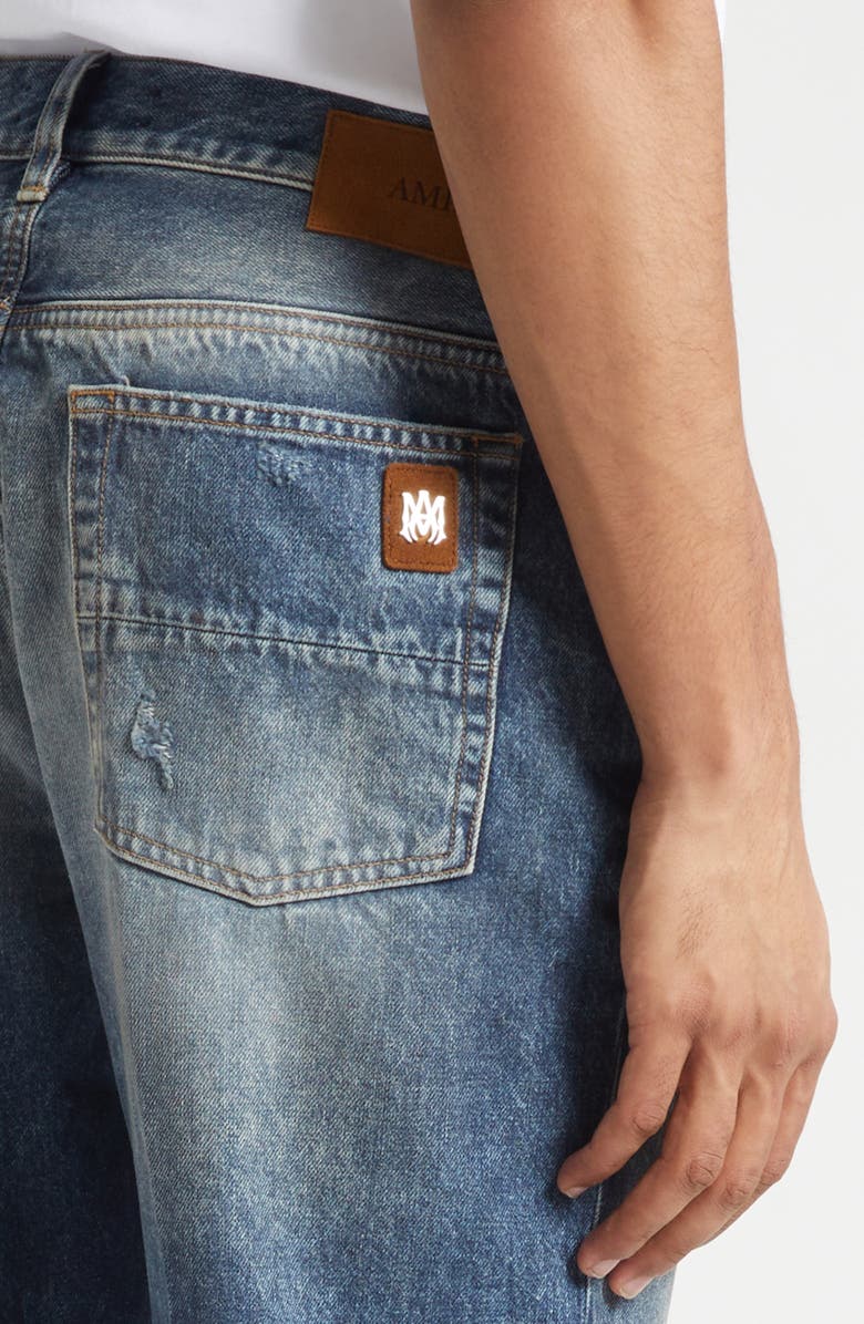 AMIRI Slashed Straight Leg Jeans, Alternate, color, Denim Lapis