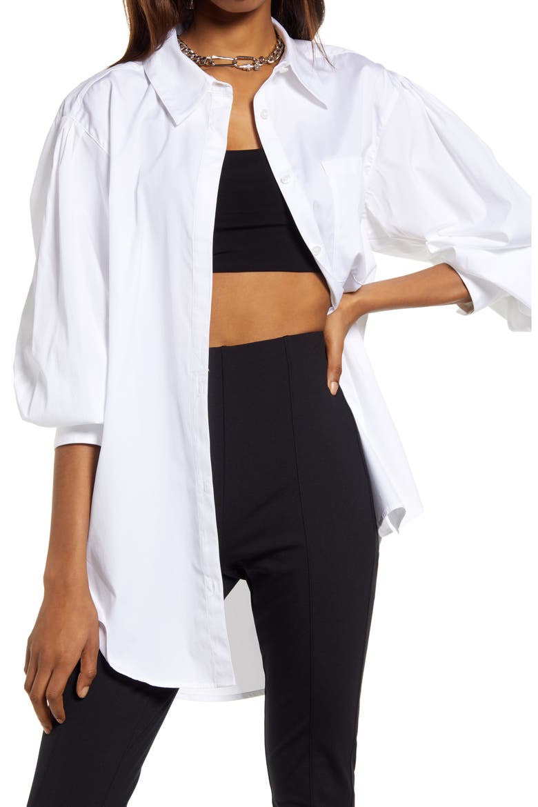 Organic Cotton Poplin Oversize Blouse, Main, color, WHITE