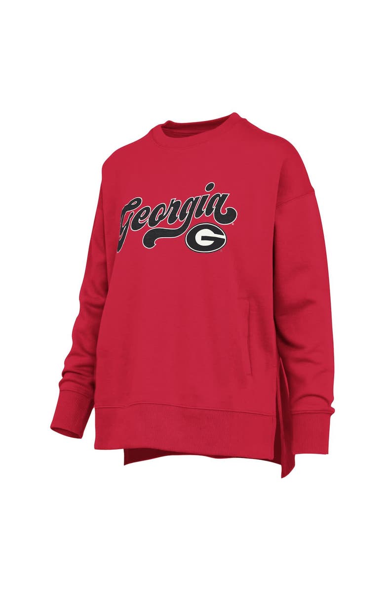 PRESSBOX Women
s Pressbox Red Georgia Bulldogs Bonanza Chenille Harper Script Sweatshirt, Alternate, color, Red