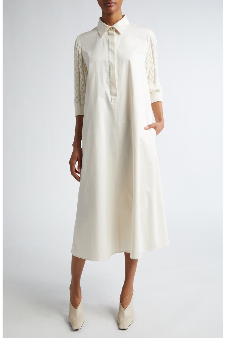 Armonia Mixed Media A-Line Dress, Main, color, VANILLA