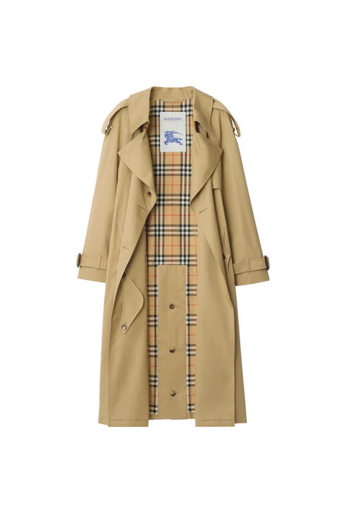 Burberry Long Gabardine Fitzrovia Trench Coat In Black