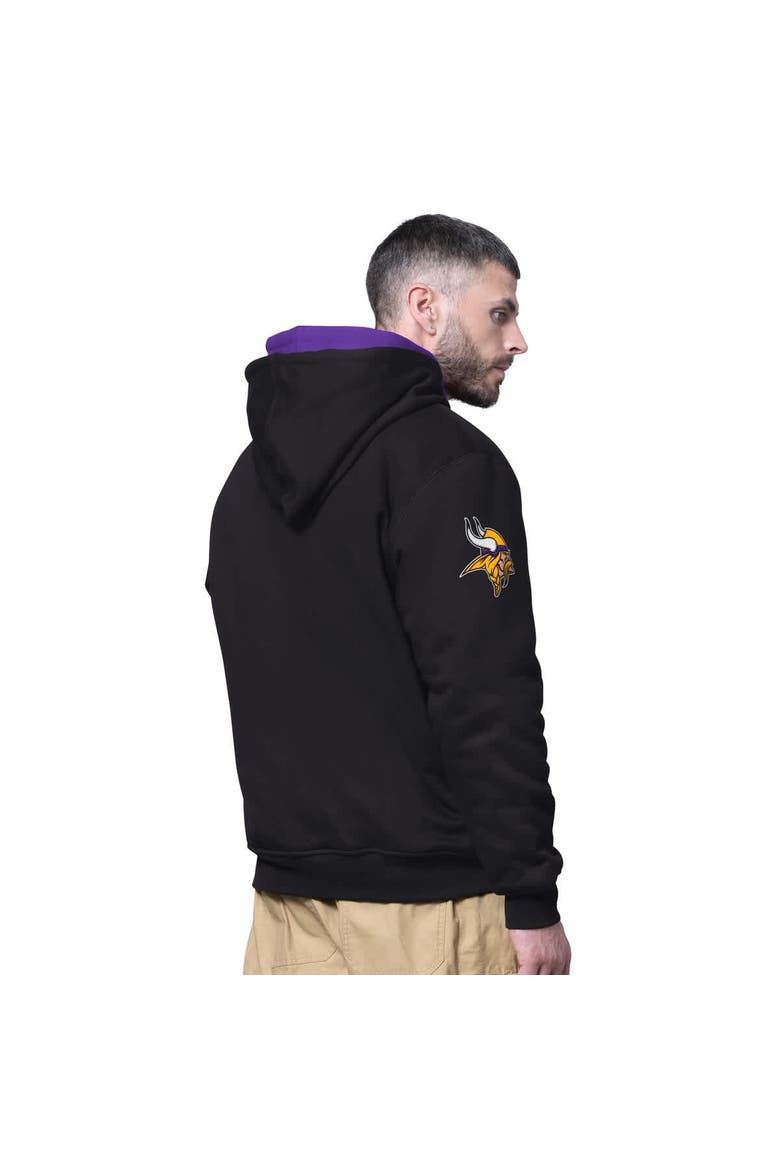 Men's Starter Black Minnesota Vikings Big Shot Full-Zip Double Hoodie, Alternate, color, Black