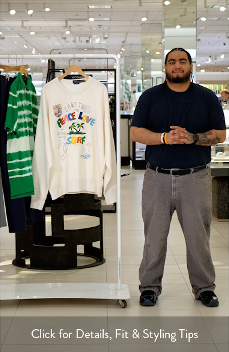 Vintage Fit Peace Love Surf Embroidered Sweatshirt, sales video thumbnail