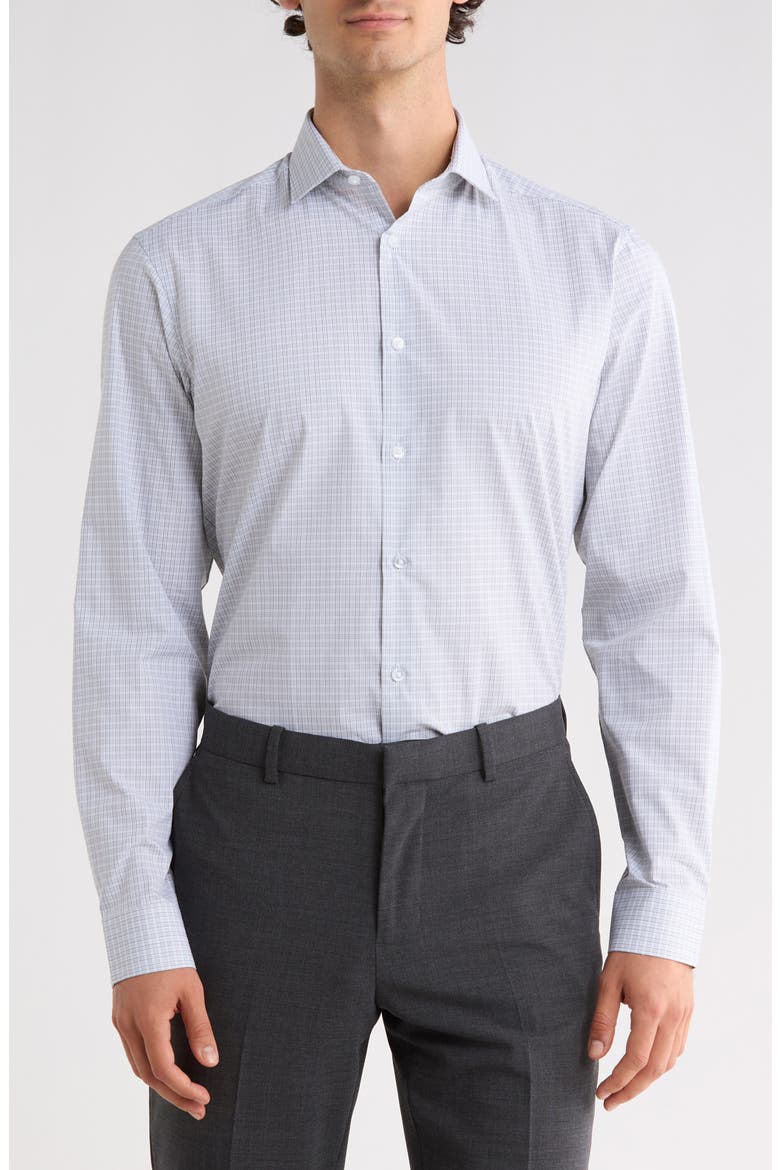 Slim Fit Plaid Dress Shirt, Main, color, GREEN MULTI
