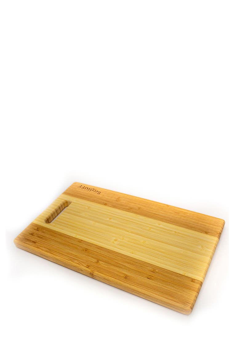 Bamboo Rectangular Cutting Board - Two-Tone with Handle, Main, color, BROWN