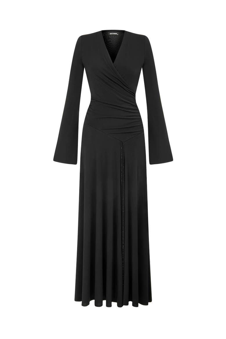 Double Breasted Long Dress, Alternate, color, Black