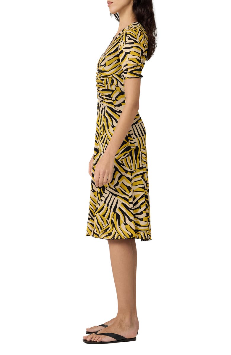 Diane von Furstenberg Koren Reversible Ruched Mesh Dress, Alternate, color, Biba Rose Mini Black