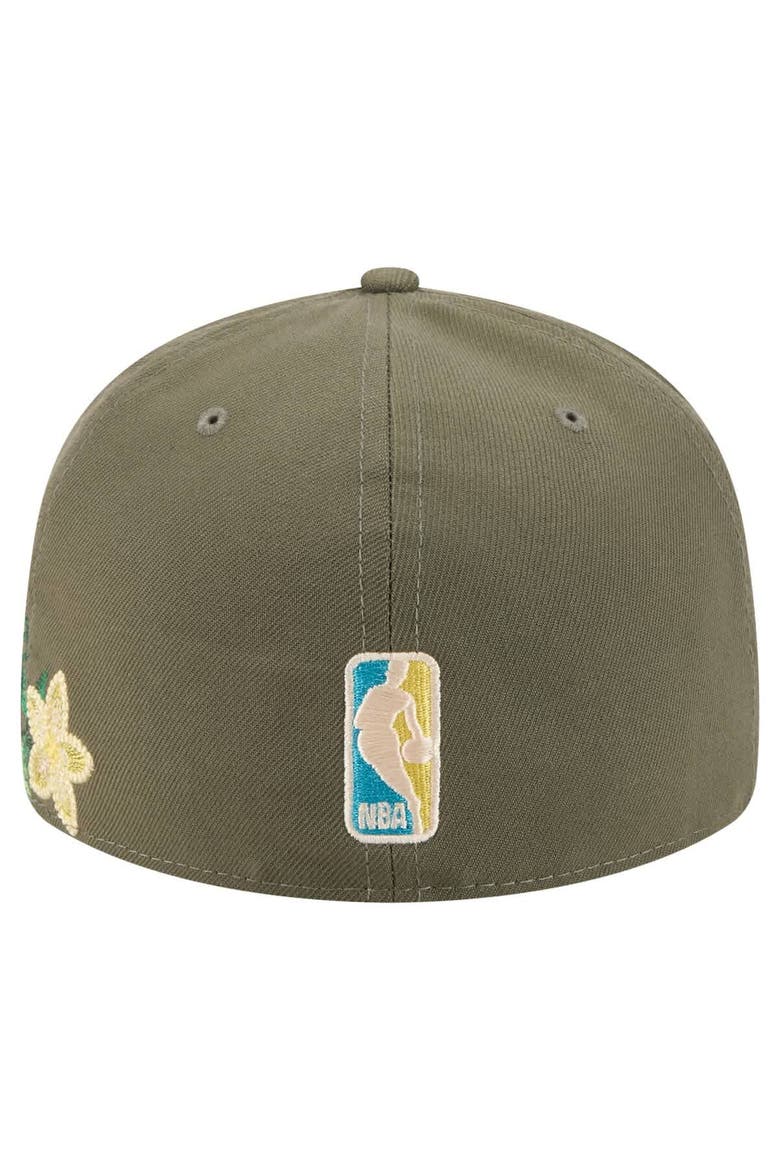 Men's New Era Olive Chicago Bulls Tonal Florals 59FIFTY Fitted Hat, Alternate, color, Olive